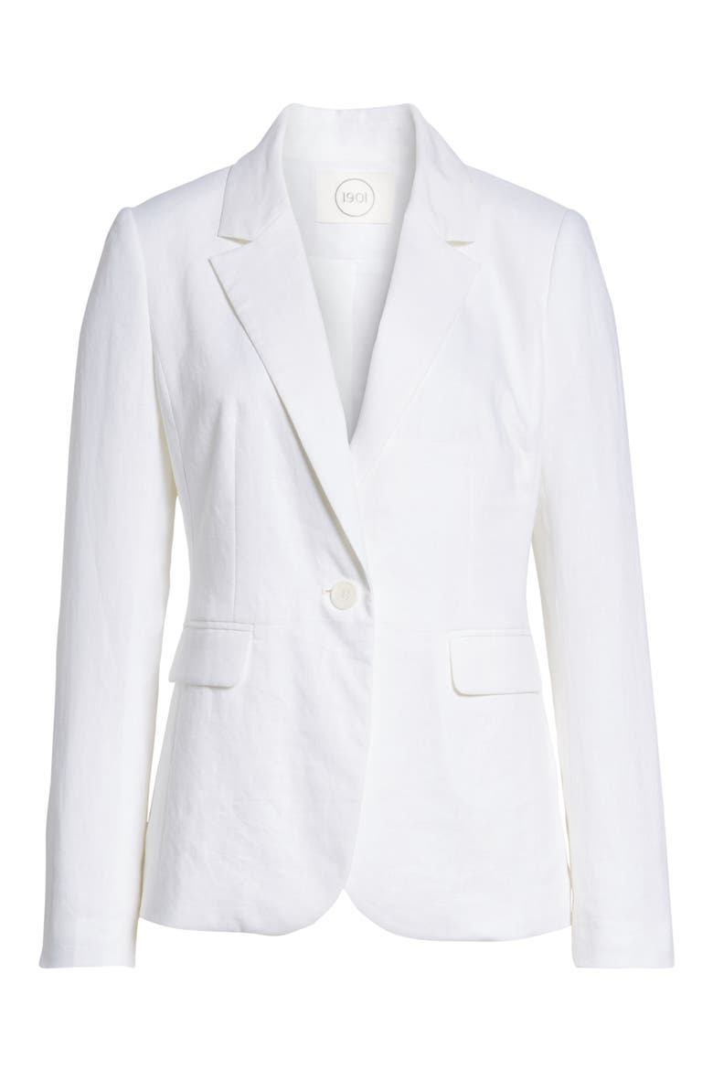 Linen Blend Blazer, Alternate, color, WHITE