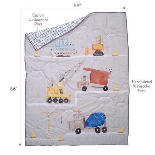 Bedtime Originals Construction Zone Twin Quilt & Pillow Sham Set In Gray