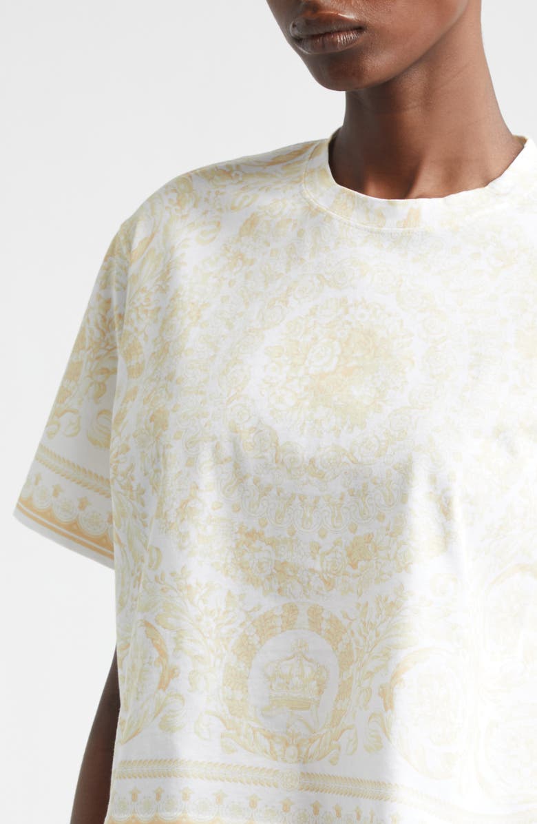 Versace Barocco Cotton Jersey T-Shirt, Alternate, color, Washed Out Gold