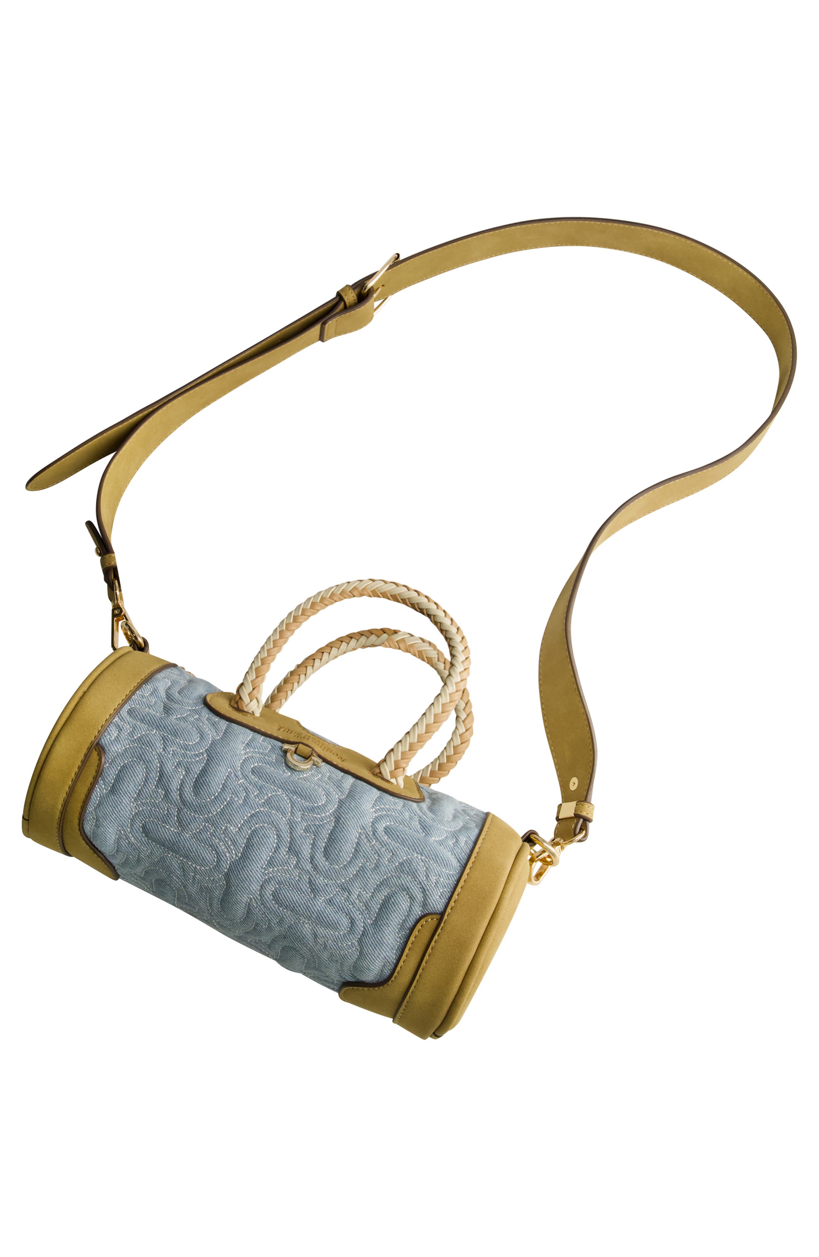 Quilted Horseshoe Mini Duffel Crossbody Bag, Alternate, color, DENIM