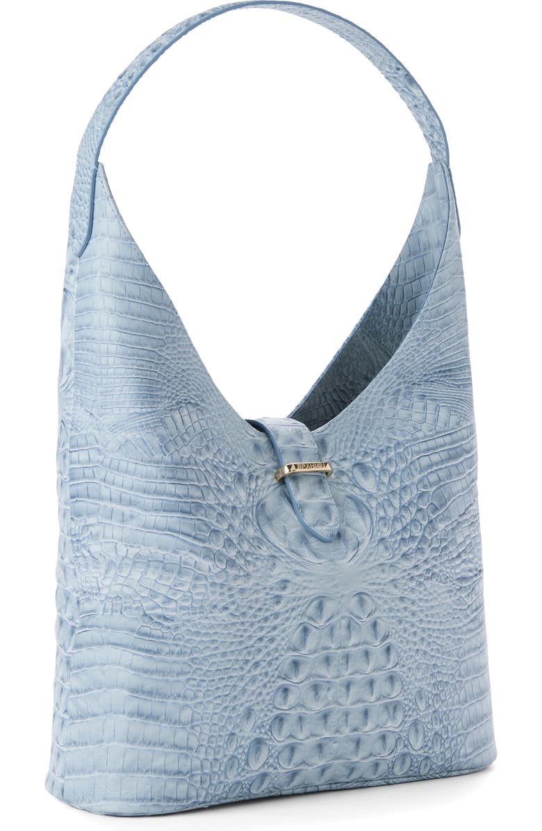 Brahmin Gwynne Croc Embossed Leather Shoulder Bag, Alternate, color, Stonewash