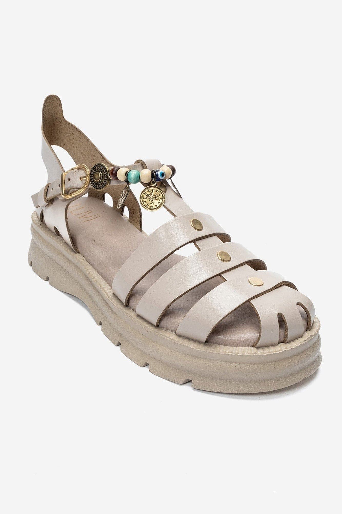 Solis Leather Beaded Sandal, Alternate, color, Cream