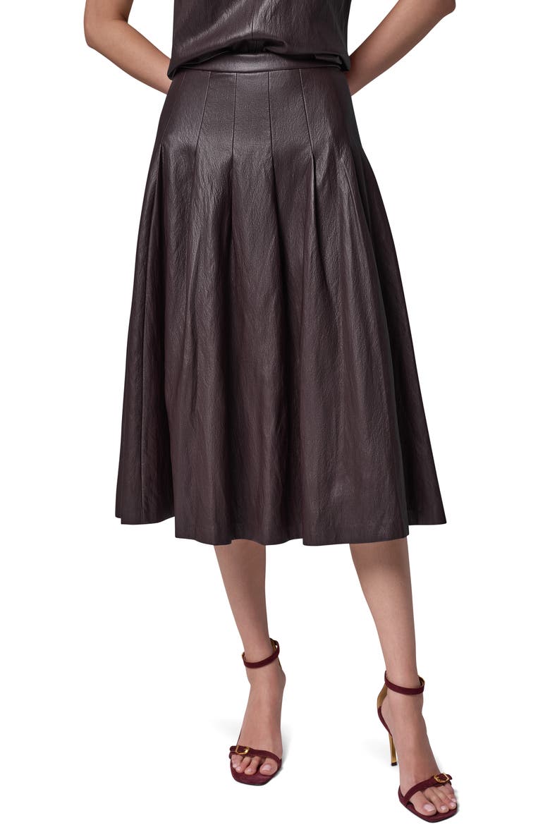 Pleated Faux Leather Midi Skirt, Main, color, ESPRESSO