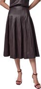 Donna Karan New York Pleated Faux Leather Midi Skirt