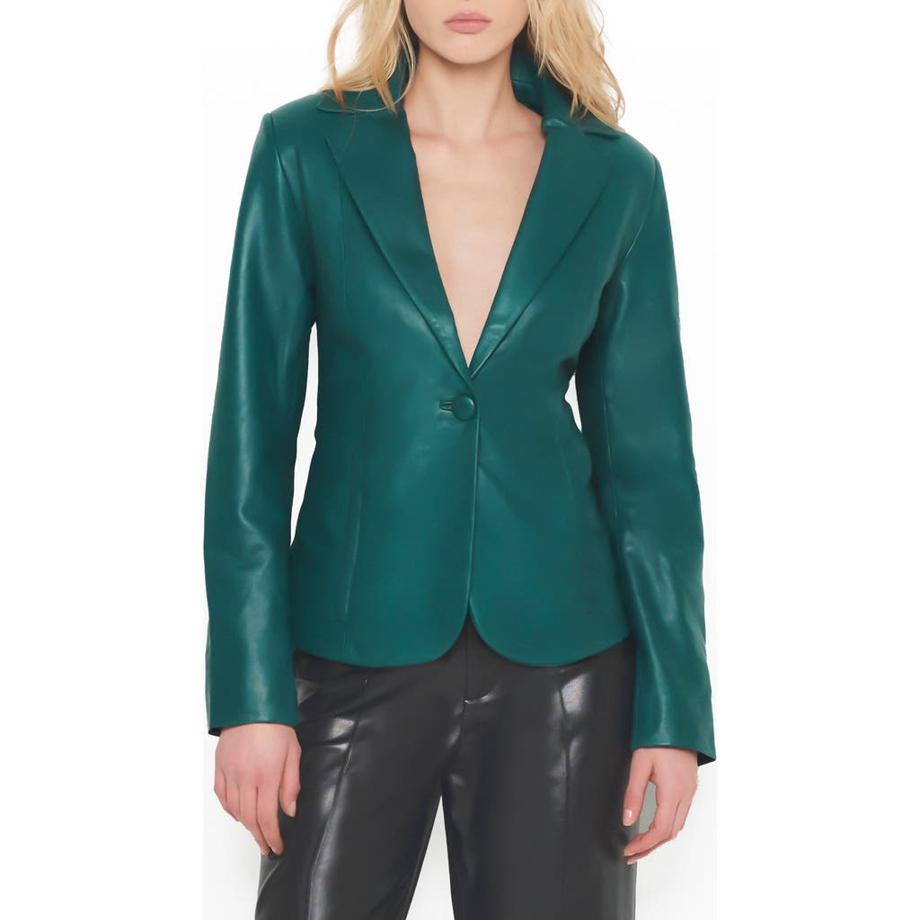 As By Df Telly Upcycled Leather Blazer In Forest Green