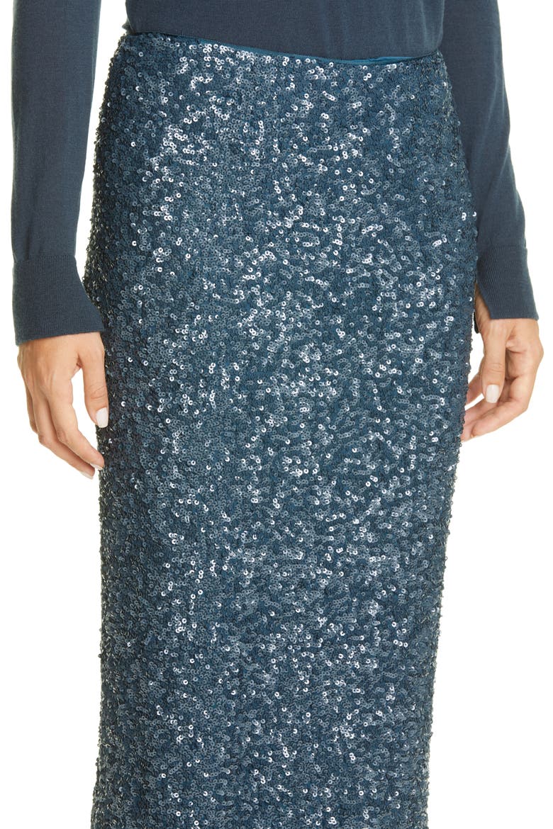 Casey Sequin Midi Skirt, Alternate, color, BLUE STORM