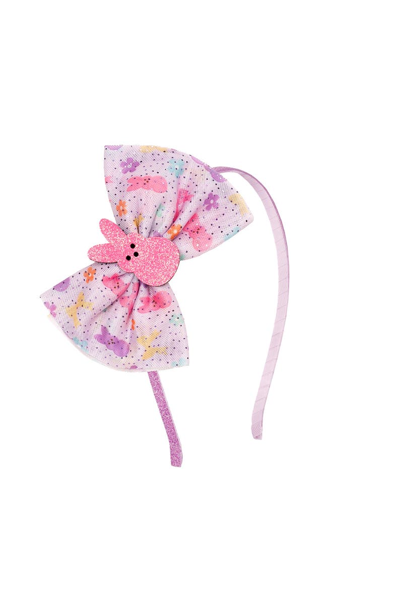 Sweet Wink Lavender Easter Bunny Tulle Bow Headband, Main, color,