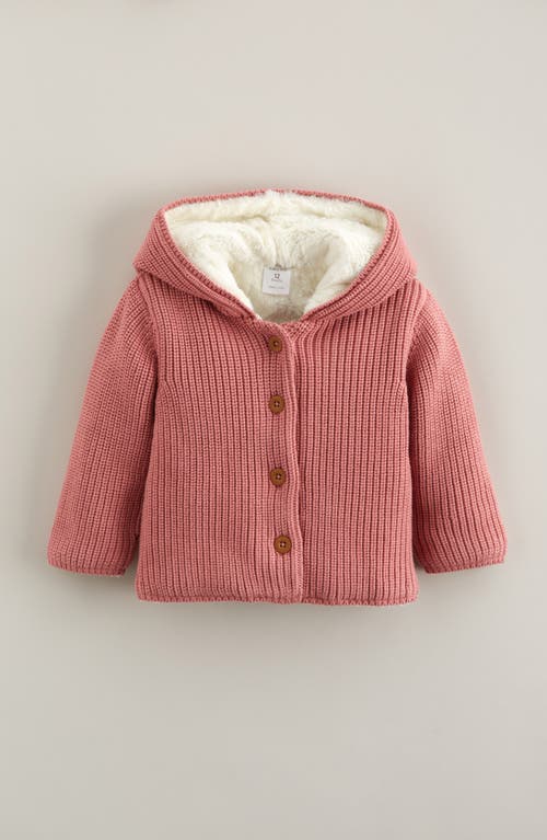 Nordstrom Babies'  Fleece Lined Hooded Cardigan In Pink