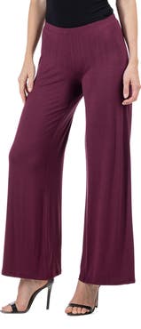 24seven Comfort Apparel Comfortable Solid Color Palazzo Pants