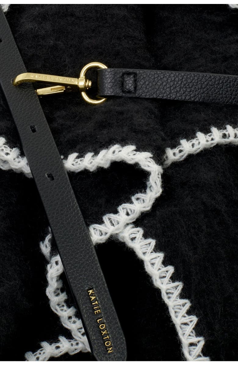 Katie Loxton Whipstitch Blanket Cape with Belt, Alternate, color, Black