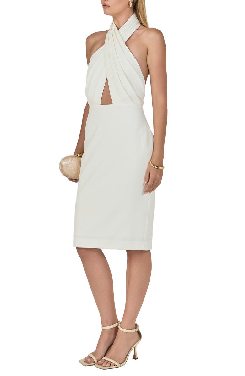 Endless Rose Draped Halter Midi Dress, Alternate, color, Ivory