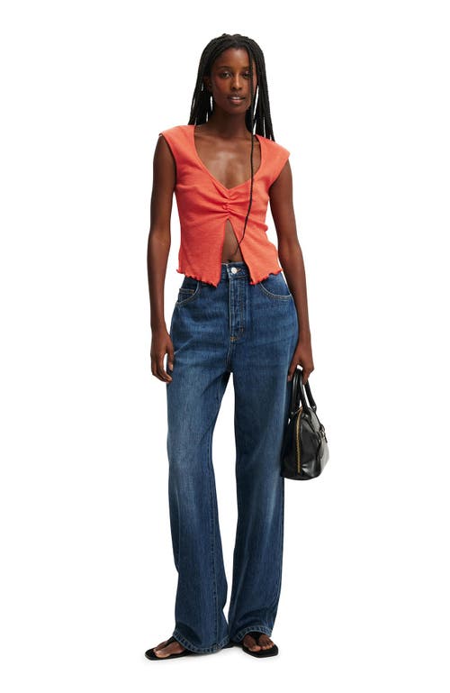 Cotton On Chelsea Open Front Top In Coral Crush