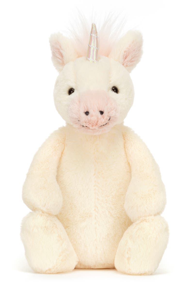Small Bashful Unicorn 7-Inch Plushie, Alternate, color, CREAM