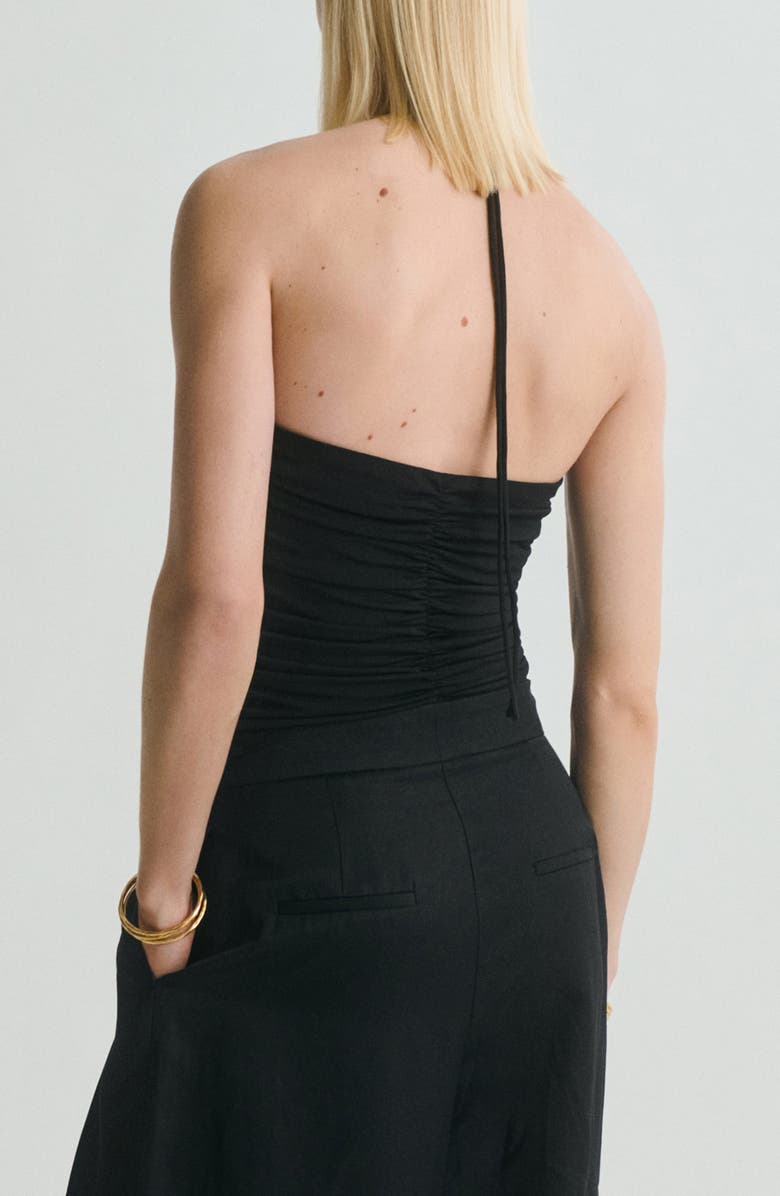 MANGO Rosette Ruched Halter Top, Alternate, color,