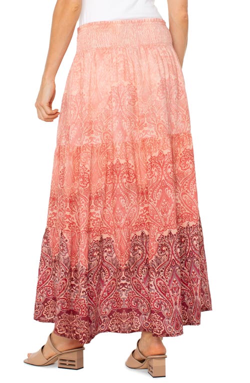 Liverpool Los Angeles Tiered Woven Maxi Skirt In Mauve Ombre Paisley