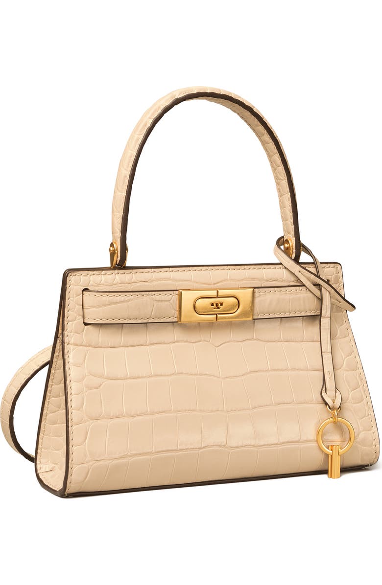 Tory Burch Lee Radziwill Croc Embossed Leather Tote, Alternate, color,