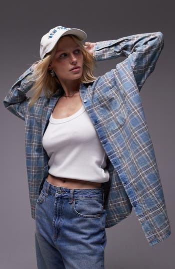 Topshop Plaid Oversize Button-Up Shirt | Nordstrom Topshop Plaid Oversize Button-Up Shirt | Nordstrom