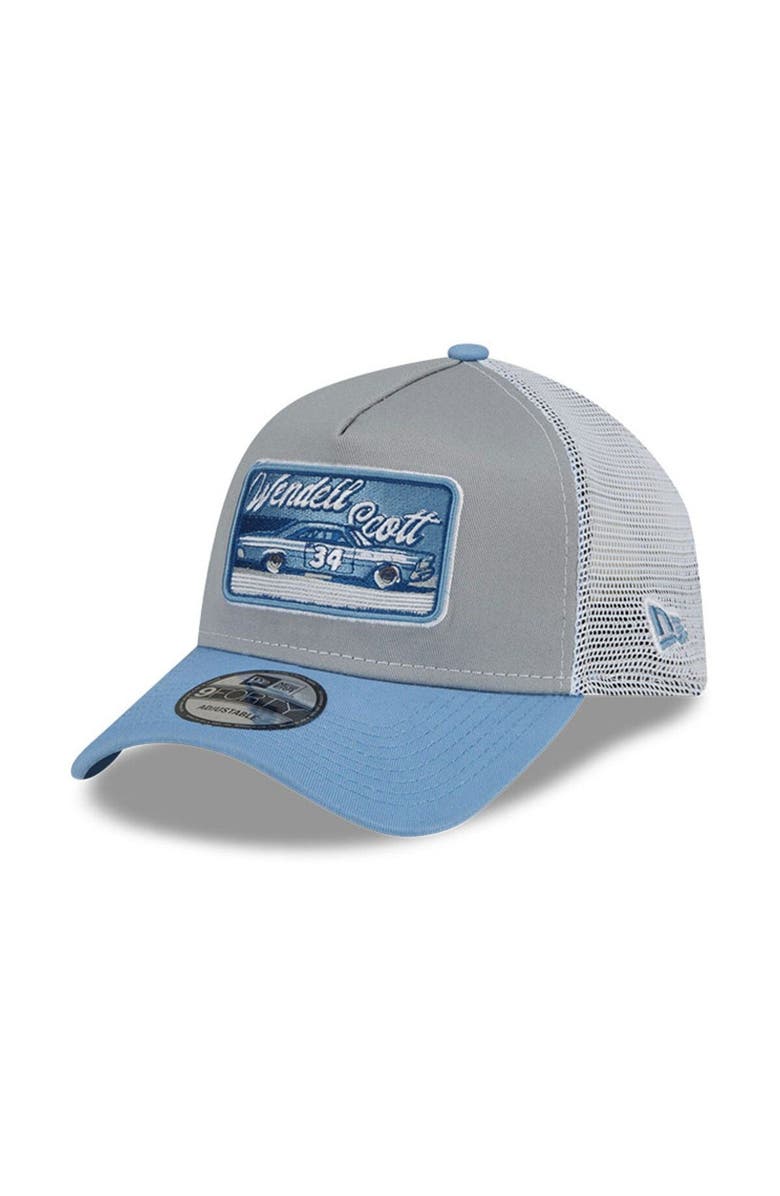 New Era Men's New Era Light Blue/Gray Wendell Scott Legends 9FORTY A-Frame Trucker Snapback Adjustable Hat, Main, color, 