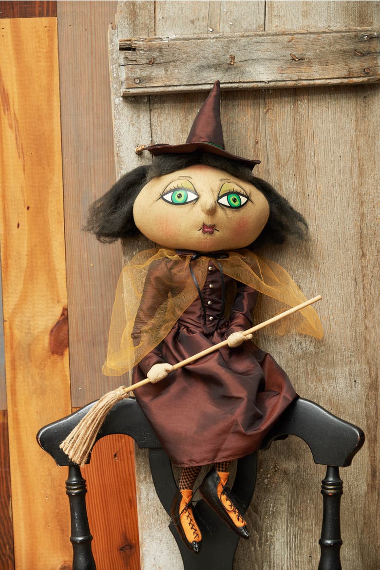 Matilda Witch Halloween Joe Spencer Gathered Traditions Figurine, Alternate, color, Brown