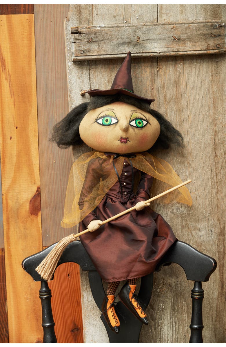 Gallerie II Matilda Witch Joe Spencer Gathered Traditions Halloween Art Doll Figure, Alternate, color, Brown