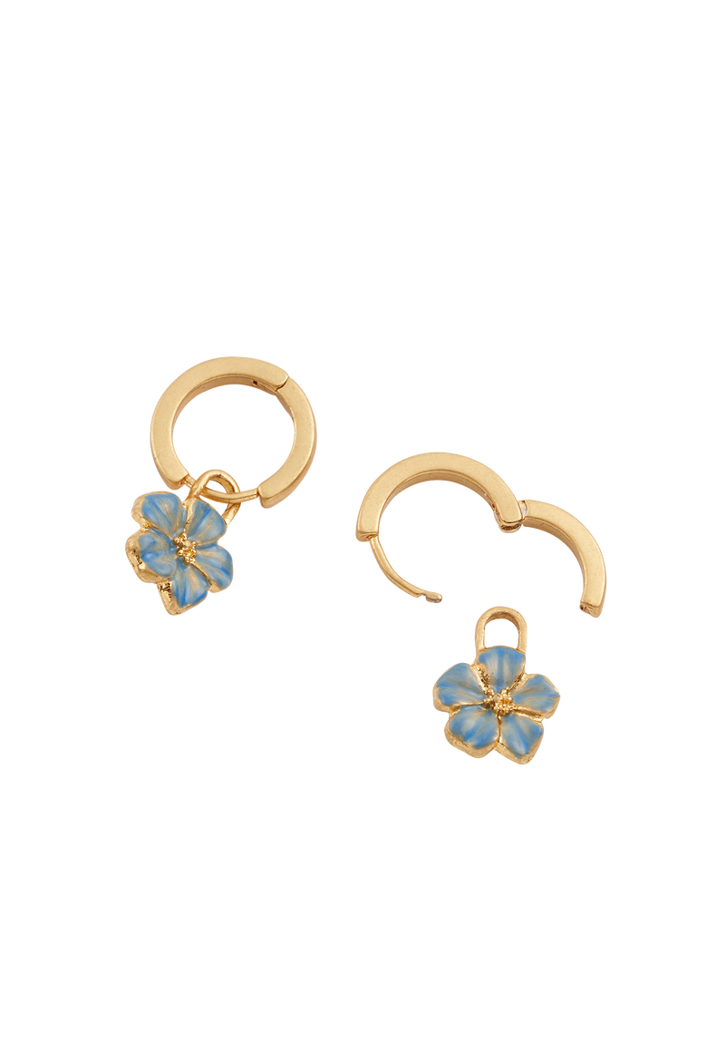 Flower Huggie Earrings, Alternate, color, Blue & Gold