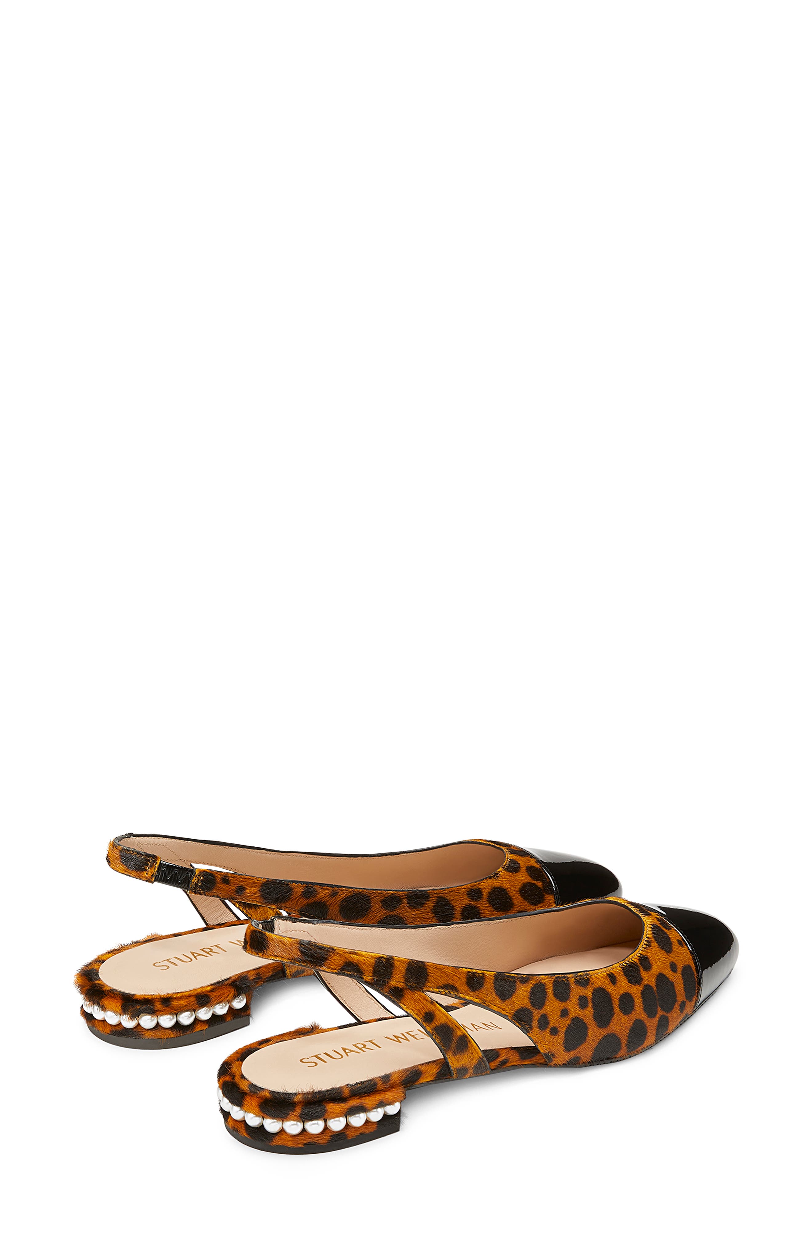Stuart Weitzman Pearl Genuine Calf Hair Slingback, Alternate, color, Toffee/ Black