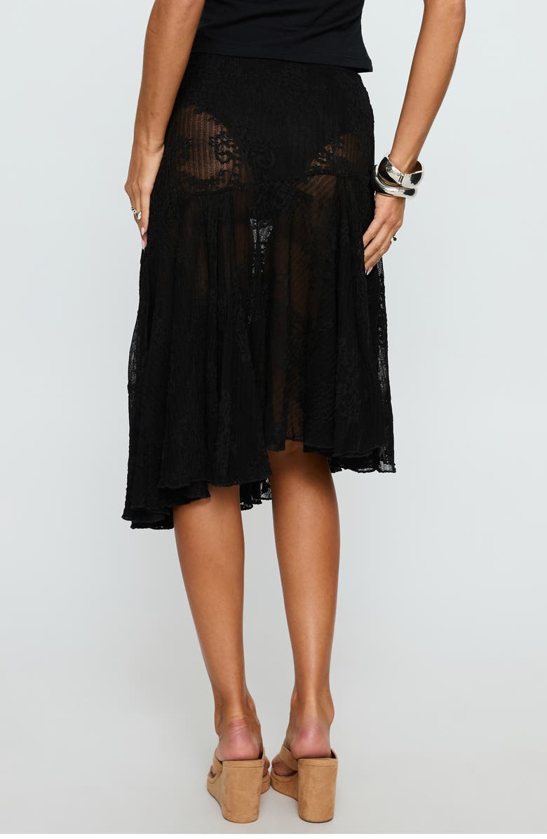 Princess Polly Mellissa Sheer Floral Jacquard Midi Skirt, Alternate, color, Black