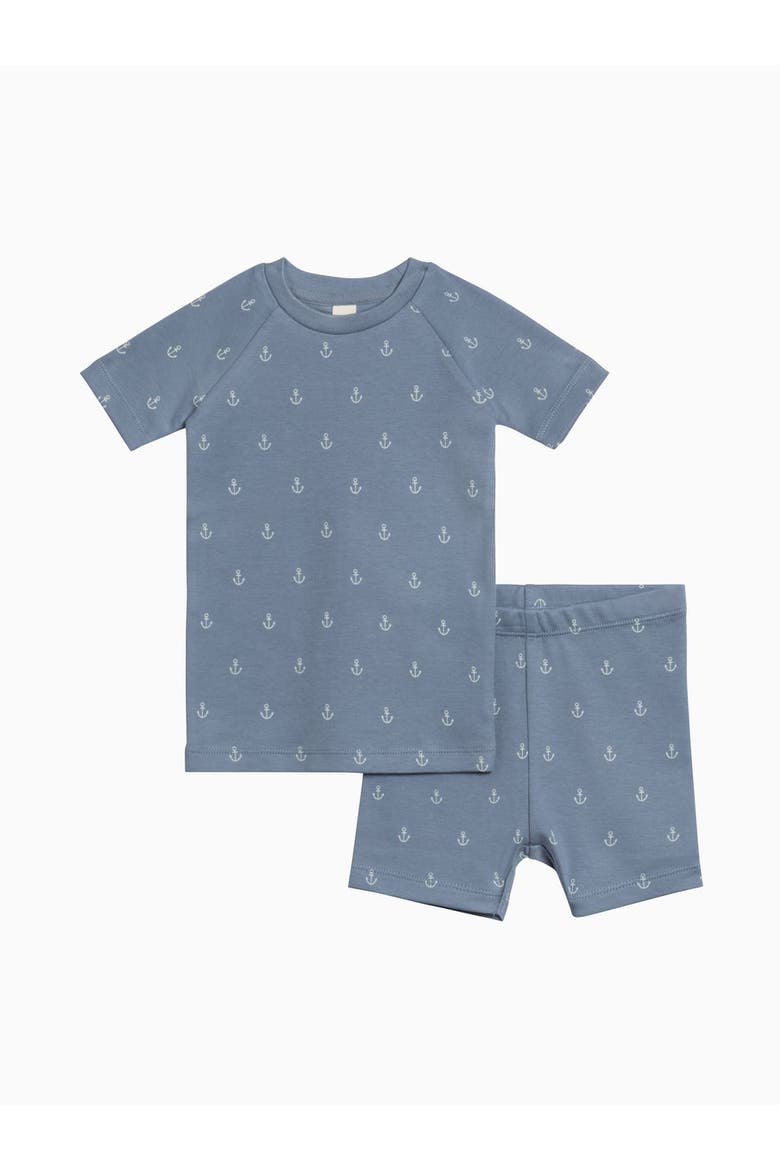 Organic 2-Piece Short Sleeve Jammie Set, Alternate, color, Anchor / Sea + Powder