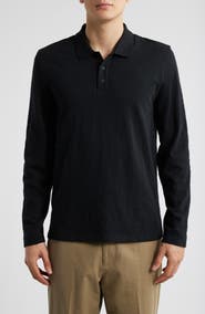 Vince Slub Cotton Long Sleeve Polo