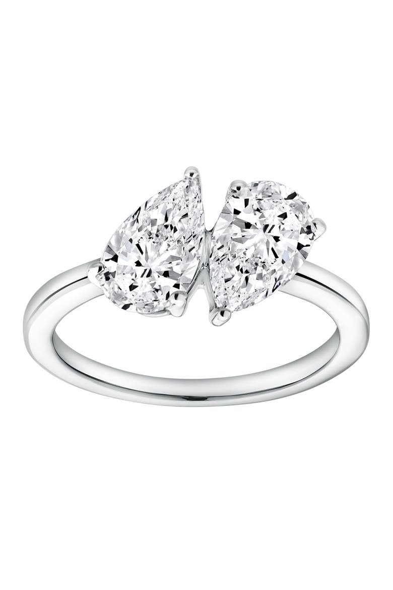 Twin Flames 14K Gold Pear Cut Lab Grown Diamond Toi et Moi Ring - 2 ct, Main, color, 14K White Gold