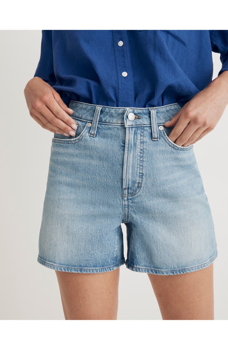 Madewell The Perfect Vintage High Waist Mid Length Denim Shorts, Alternate, color, 