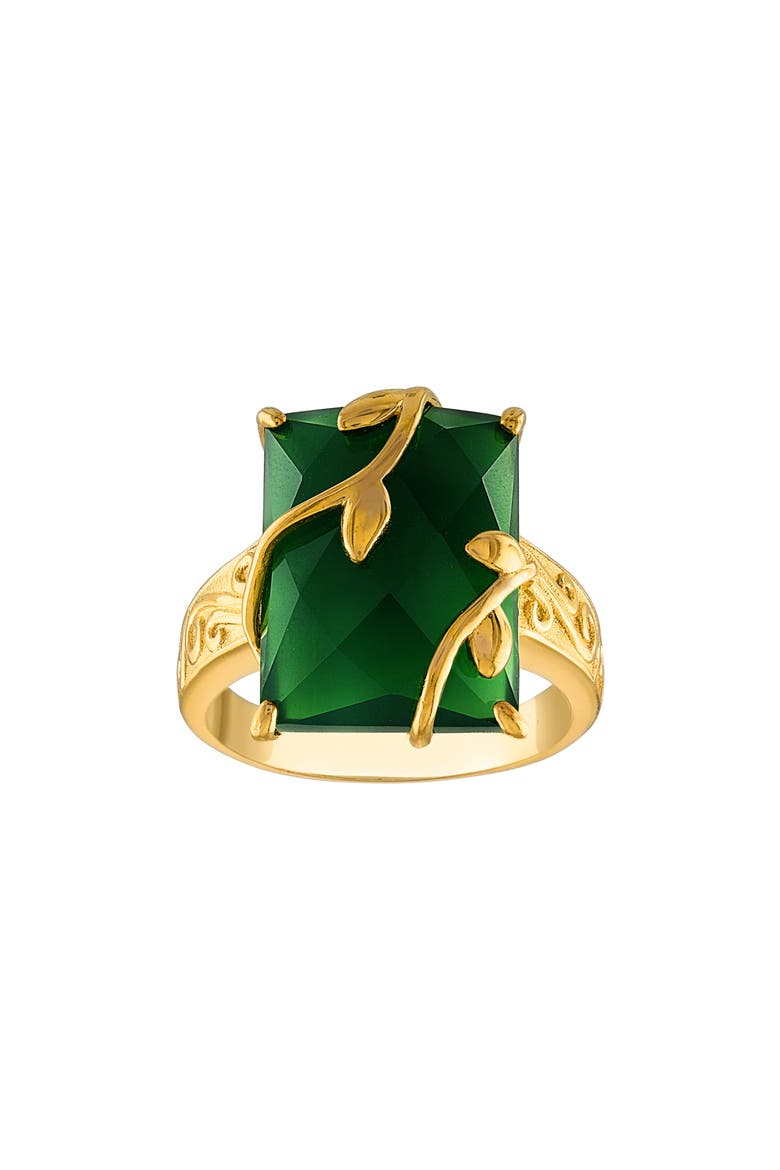 14K Gold Over Silver Green Chalcedony Ring, Main, color, YELLOW