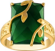 FZN 14K Gold Over Silver Green Chalcedony Ring