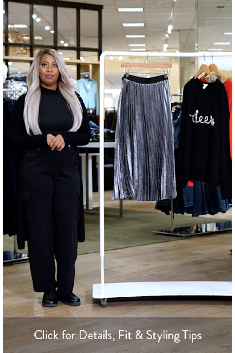 Pleated Metallic Midi Skirt video