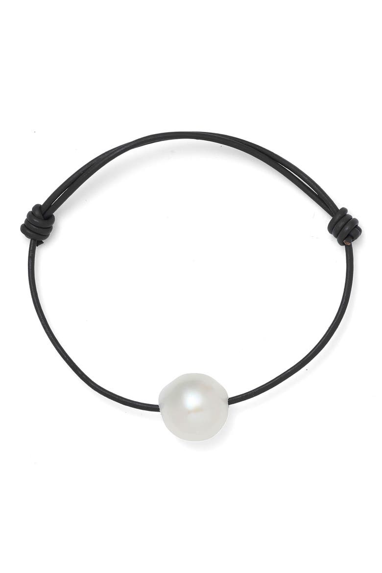 Freshwater Pearl Knot Bracelet, Main, color, BLACK