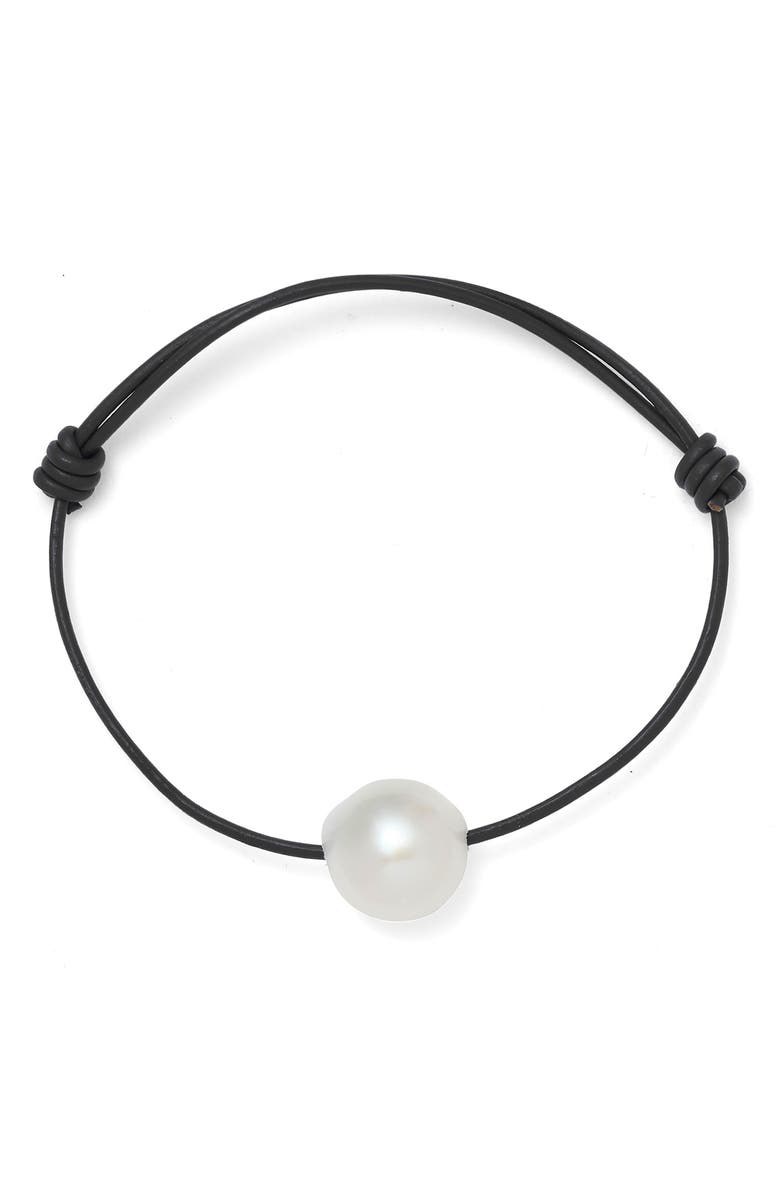 Lady Grey Freshwater Pearl Knot Bracelet, Main, color, Black