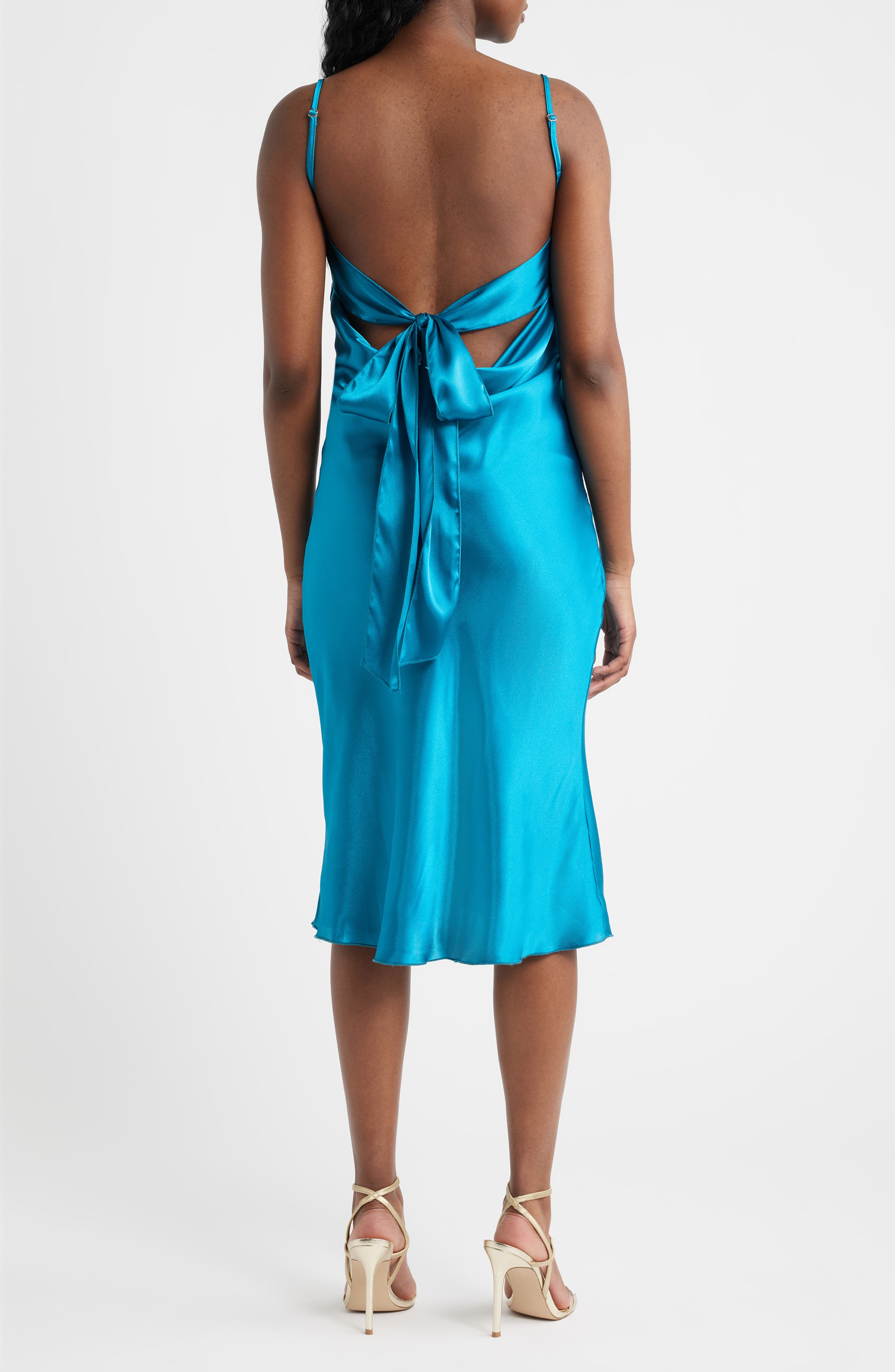 Bow Back Satin Cocktail Slipdress - image 4