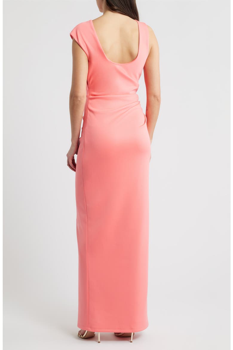 Braden Pleated Column Gown, Alternate, color, CORAL