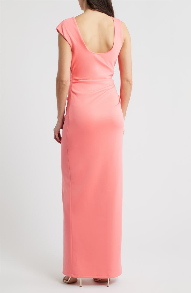 Black Halo Braden Pleated Column Gown, Alternate, color, Coral