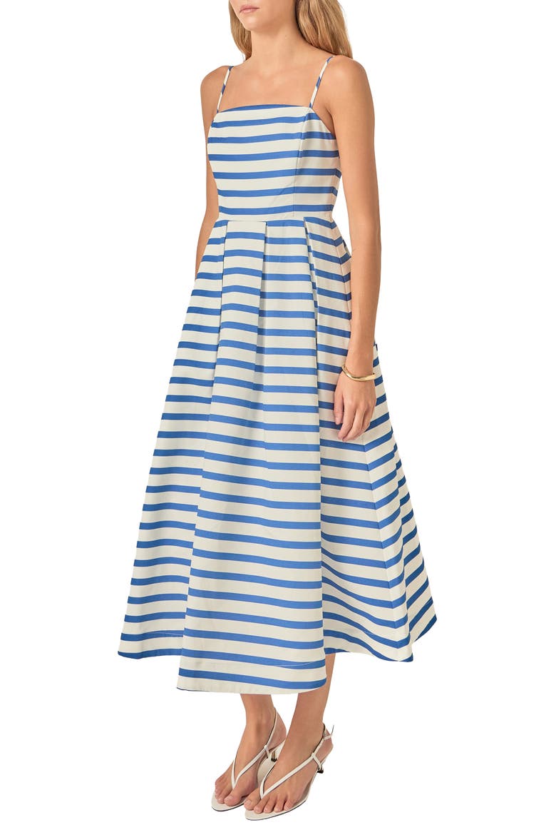 Stripe Sleeveless Maxi Dress, Alternate, color, OFF WHITE/ ROYAL BLUE