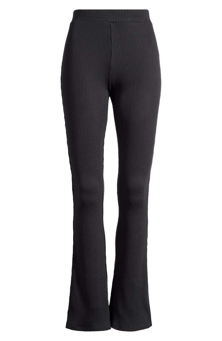 Miss Selfridge Rib Kick Flare Stretch Cotton Leggings, Alternate, color, 
