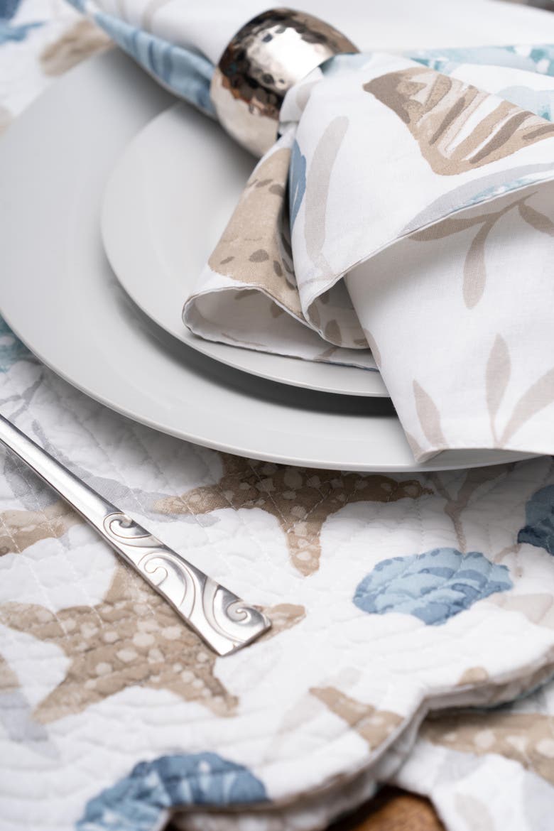 Coastal Shells Set of 6 Cloth Napkins, Alternate, color, Beige