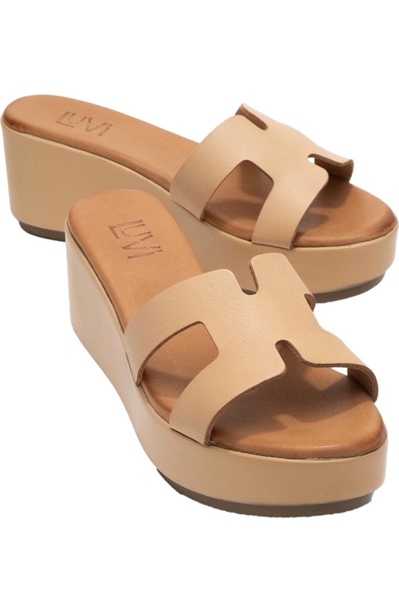 Forever & Always Shoes Lia Leather Platform Sandal, Main, color, Dark Beige Leather