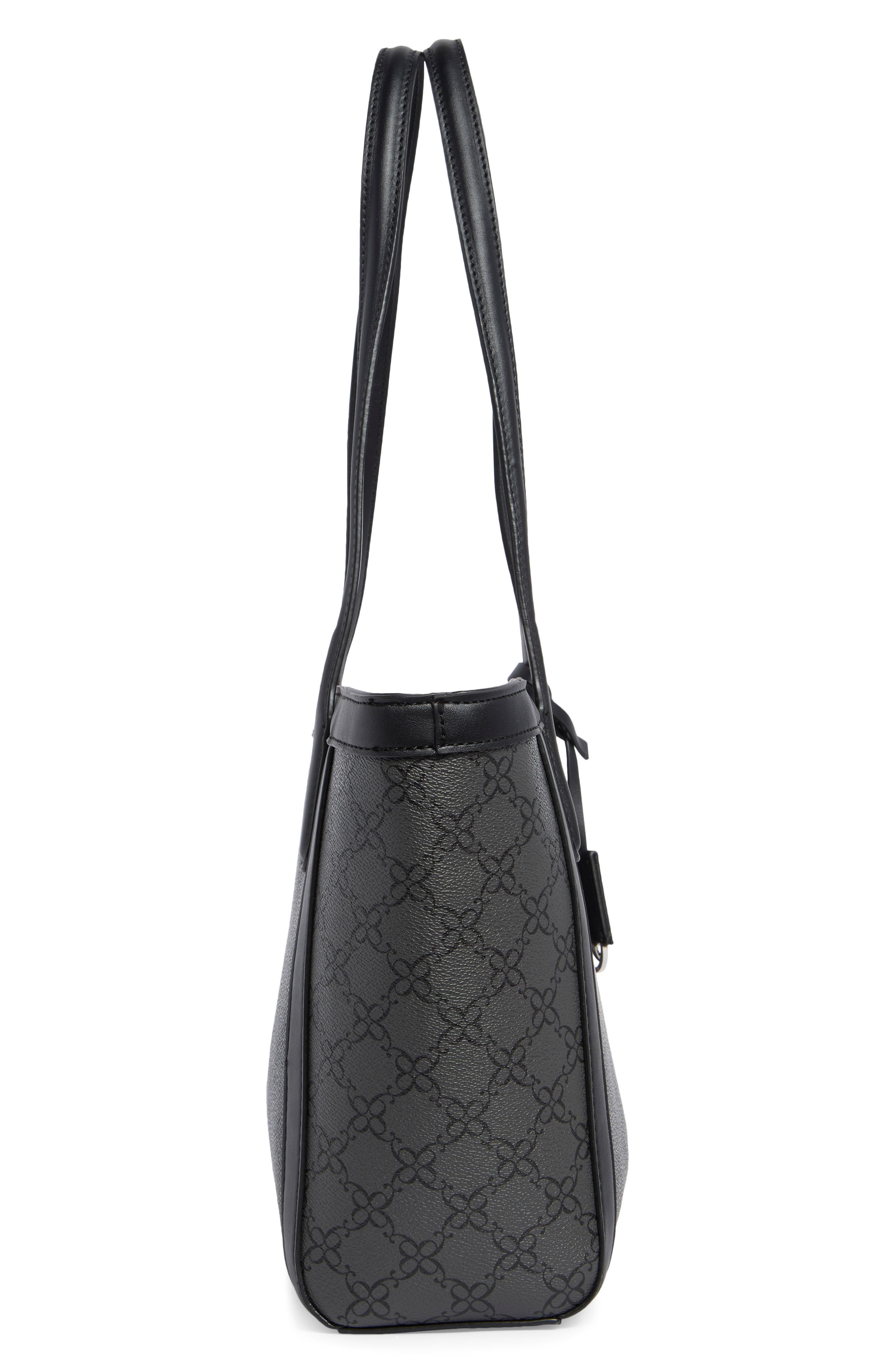 Aziel Small Faux Leather Tote, Alternate, color, JET BLACK LOGO