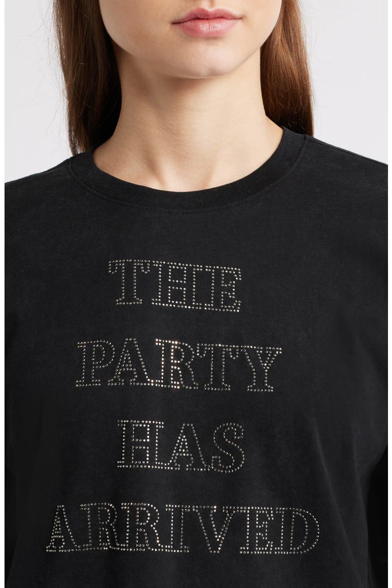 Evi Rhinestone Embellished Cotton Graphic T-Shirt, Alternate, color, BLK