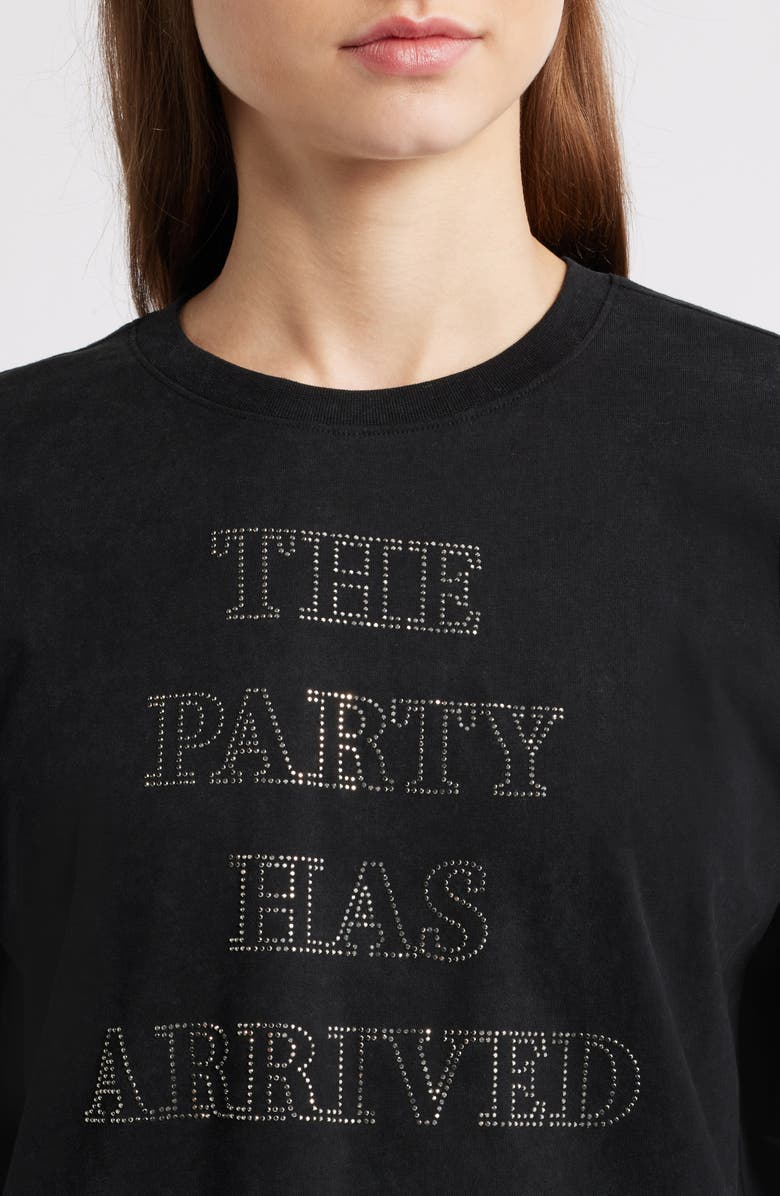 BOSS Orange Evi Rhinestone Embellished Cotton Graphic T-Shirt, Alternate, color, Black