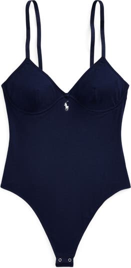 Stretch Cotton Rib Thong Bodysuit