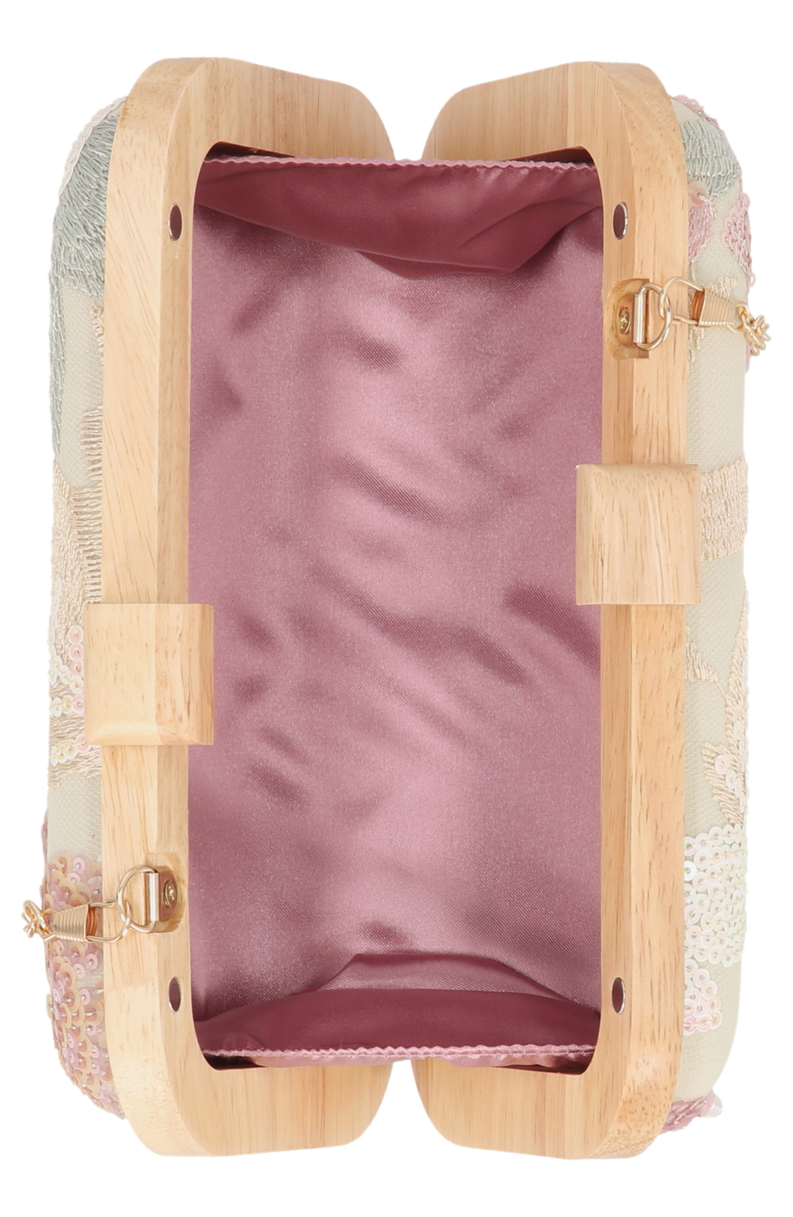 Jessica McClintock Noralee Embroidered Minaudère, Alternate, color, Blush