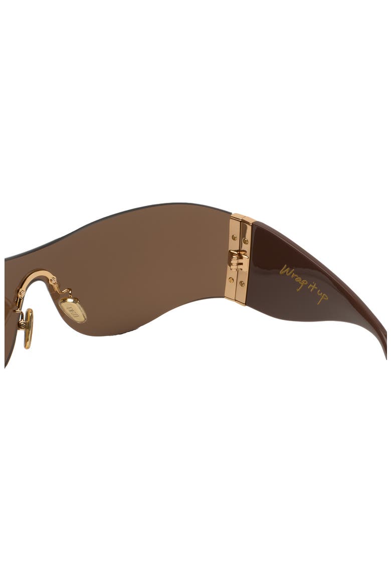 Wrap It Up 141mm Rimless Shield Sunglasses, Alternate, color, WRAP IT UP CHOCOLATE / BROWN