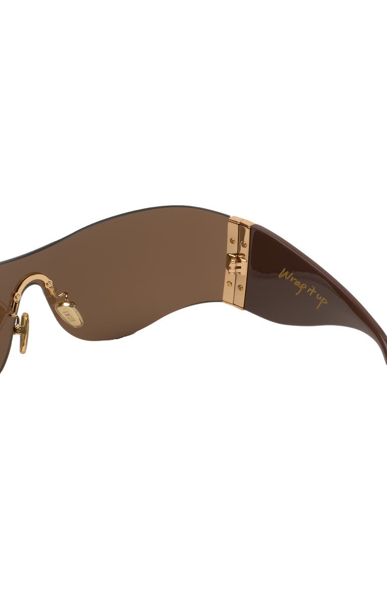 DEZI Wrap It Up 141mm Rimless Shield Sunglasses, Alternate, color, Wrap It Up Chocolate / Brown